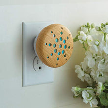 Load image into Gallery viewer, Airome Bamboo Pluggable Essential Oil Diffuser, Ceramic Cover with 8 Color LED Night Light Wall Plug in, Light Wood Finish