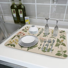 Load image into Gallery viewer, Flower Herbs Dish Drying Mat for Kitchen Counter Decor 18x24 Inch Absorbent Reversible Wild Plant Dish Mat Microfiber Drying Pad Sage Leaves Dish Drainer Rack Mats for Coffee Bar…