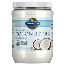 Load image into Gallery viewer, Garden of Life Coconut Oil for Hair, Skin, Cooking - Raw Extra Virgin Organic Coconut Oil, 27 Servings - Pure Unrefined Cold Pressed Oil with MCTs for Body Care or Baking, Aceite de Coco Organico