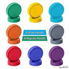Load image into Gallery viewer, 16 Pack Colored Plastic Ball Jar Lids, Kerr - 8 Regular Mouth & 8 Wide Mouth Mason Jar Lids Canning lids for Canning Jars, Reusable Mason Jar Plastic Lids for Yogurt