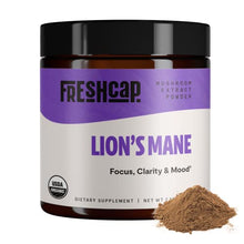 Load image into Gallery viewer, FreshCap Lions Mane Powder Supplement - Organic Brain Supplements for Memory, Focus, Cognition & Mental Clarity - Add to Coffee/Tea/Smoothies - 60 Grams