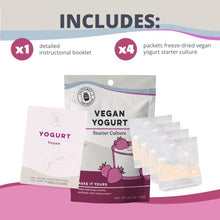 Load image into Gallery viewer, Cultures for Health Vegan Yogurt Starter Culture | 4 Packets Direct-Set Active Cultures | DIY Dairy Free Yogurt from Soy Milk, Oat Milk & Other Plant Based Milk | Vegan Probiotic Yogurt for Gut Health