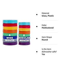 Load image into Gallery viewer, 16 Pack Colored Plastic Ball Jar Lids, Kerr - 8 Regular Mouth & 8 Wide Mouth Mason Jar Lids Canning lids for Canning Jars, Reusable Mason Jar Plastic Lids for Yogurt