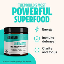 Load image into Gallery viewer, FreshCap Ultimate Mushroom Complex Powder - Lions Mane, Reishi, Cordyceps, Chaga, Turkey Tail, Maitake Supplements - For Immunity, Energy, Memory & Focus - Add to Coffee/Tea/Smoothies (60 Servings)