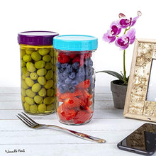 Load image into Gallery viewer, 16 Pack Colored Plastic Ball Jar Lids, Kerr - 8 Regular Mouth & 8 Wide Mouth Mason Jar Lids Canning lids for Canning Jars, Reusable Mason Jar Plastic Lids for Yogurt