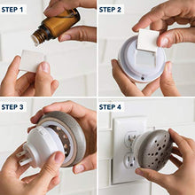 Load image into Gallery viewer, Airome Bamboo Pluggable Essential Oil Diffuser, Ceramic Cover with 8 Color LED Night Light Wall Plug in, Light Wood Finish