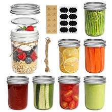 Load image into Gallery viewer, ComSaf Small Mason Jars 8oz - 8 Pack, Regular Mouth Mason Jar with Lids and Seal Bands, Glass Half Pint Canning Jar for Spice, Jam, Honey, Pickle, Dessert, Shower Wedding Favors, DIY Candles Decor