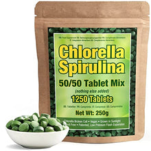Load image into Gallery viewer, Premium Chlorella Spirulina | 1,250 TABLETS (4 Months Supply) | NON-GMO | Vegan Organic Capsules | Sunlight Grown | Deep Green | Cracked Cell Wall | Alkalizing | High Protein, Iron, Zinc, Chlorophyll | by Good Natured