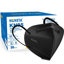 Load image into Gallery viewer, HUHETA KN95 Face Masks, Packs of 30 Black Mask, 5-Layers Mask Protection, Protective Cup Dust Masks for Outdoor Indoor Use