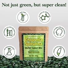 Load image into Gallery viewer, Premium Chlorella Spirulina | 1,250 TABLETS (4 Months Supply) | NON-GMO | Vegan Organic Capsules | Sunlight Grown | Deep Green | Cracked Cell Wall | Alkalizing | High Protein, Iron, Zinc, Chlorophyll | by Good Natured