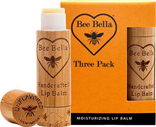 Load image into Gallery viewer, Bee Bella Lip Balm Unflavored (3 Pack) - With Beeswax, Coconut Oil, Jojoba Oil, Vitamin E Oil, Argan Oil and More for Soft and Smooth Lips - Long-Lasting Moisture - Handmade in the USA, A thoughtful back-to-school or teacher appreciation gift.
