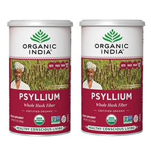Load image into Gallery viewer, Organic India Psyllium Herbal Powder - Whole Husk Fiber, Healthy Elimination, Keto Friendly, Vegan, Gluten-Free, USDA Certified Organic, Non-GMO, Soluble & Insoluble Fiber Source - 12 Oz Canister (Pack of 2)