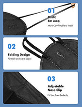 Load image into Gallery viewer, HUHETA KN95 Face Masks, Packs of 30 Black Mask, 5-Layers Mask Protection, Protective Cup Dust Masks for Outdoor Indoor Use