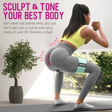 Load image into Gallery viewer, WALITO Resistance Bands for Legs and Butt, Fabric Exercise Loop Bands Yoga, Pilates, Rehab, Fitness and Home Workout, Strength Bands for Booty