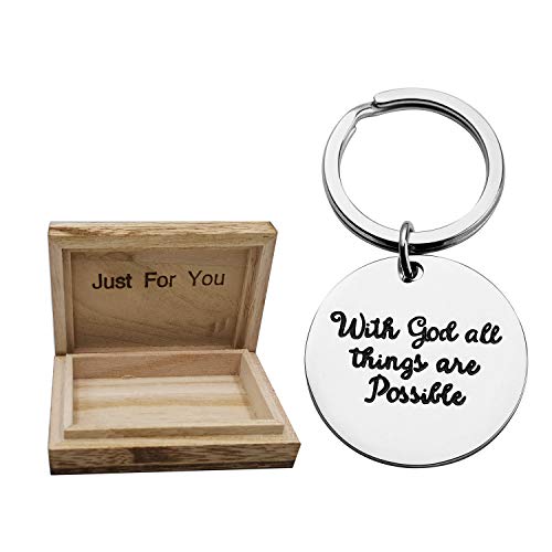 SANNYRA Christian Keychain with God All Things are Possible Inspirational Christian Keychain Gifts