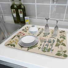 Load image into Gallery viewer, Flower Herbs Dish Drying Mat for Kitchen Counter Decor 18x24 Inch Absorbent Reversible Wild Plant Dish Mat Microfiber Drying Pad Sage Leaves Dish Drainer Rack Mats for Coffee Bar…
