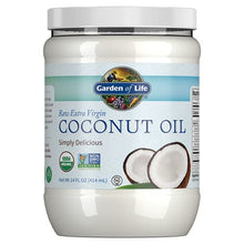 Load image into Gallery viewer, Garden of Life Coconut Oil for Hair, Skin, Cooking - Raw Extra Virgin Organic Coconut Oil, 27 Servings - Pure Unrefined Cold Pressed Oil with MCTs for Body Care or Baking, Aceite de Coco Organico

