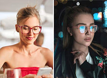 Load image into Gallery viewer, MEETSUN Blue Light Blocking Glasses for Women Anti Eyestrain Filter Blue Ray Oversized Computer Game Glasse&amp;UV/Reduce Glare Lens (Red-Frame)
