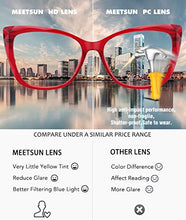 Load image into Gallery viewer, MEETSUN Blue Light Blocking Glasses for Women Anti Eyestrain Filter Blue Ray Oversized Computer Game Glasse&amp;UV/Reduce Glare Lens (Red-Frame)
