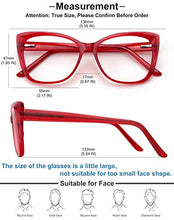 Load image into Gallery viewer, MEETSUN Blue Light Blocking Glasses for Women Anti Eyestrain Filter Blue Ray Oversized Computer Game Glasse&amp;UV/Reduce Glare Lens (Red-Frame)
